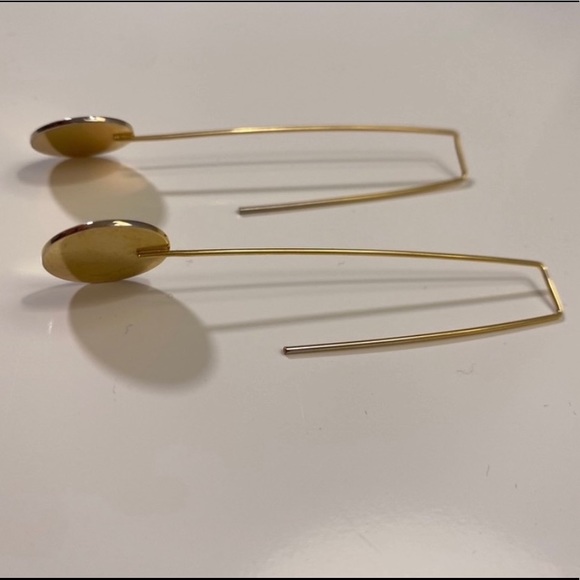 Gold-plated Disc Drop Geometric Earrings - Picture 3 of 3